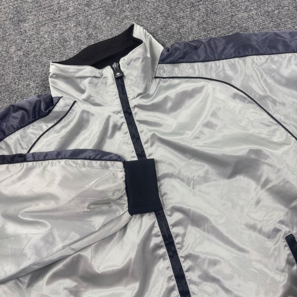 Kappa Track Jacket Large Silver VRII Water Repellent Full Zip Windbreaker Womens